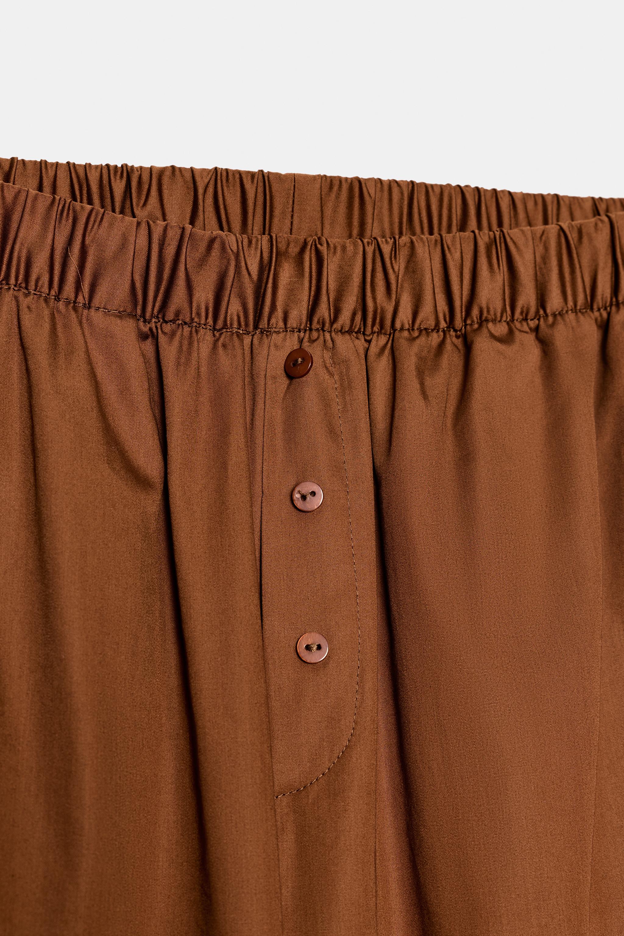 PANTALON STYLE PYJAMA EN POPELINE AVEC CONTRASTE